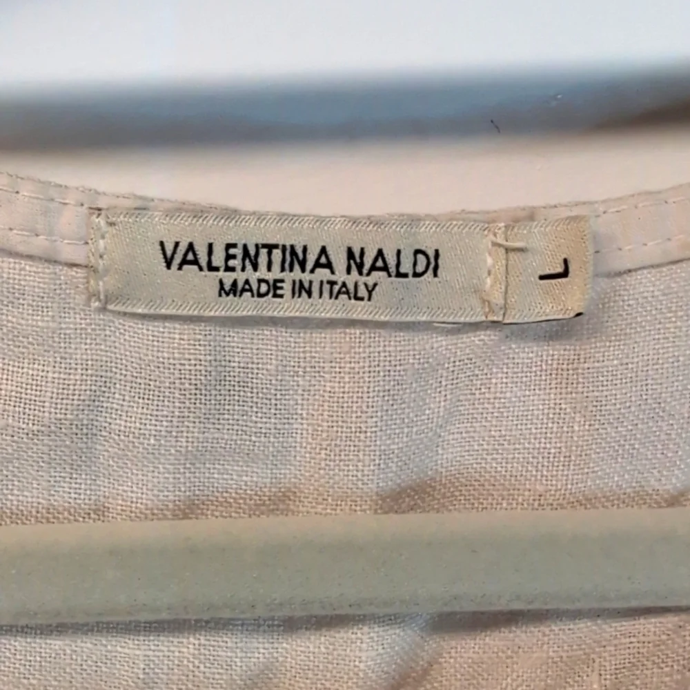 Valentina Naldi Beige Linen Sleeveless Tank with Fringe Hem L